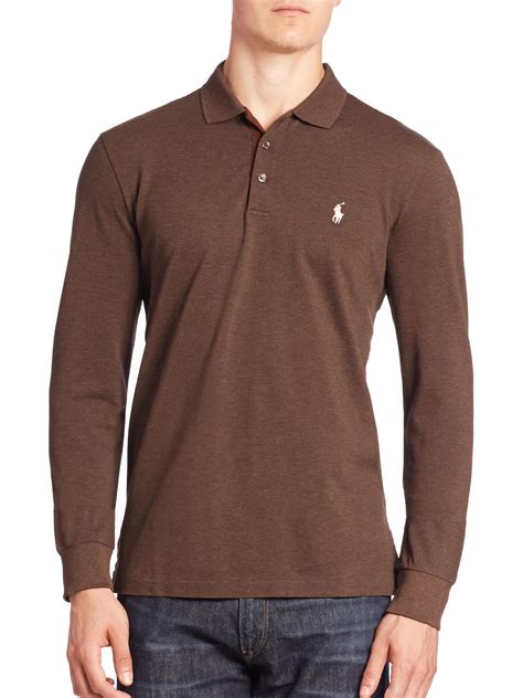 brown ralph lauren polo shirt long sleeve